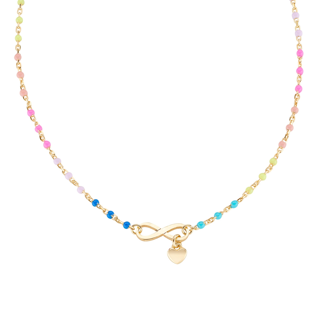 "Infinite" Gold Necklace with Multicolor Enamel