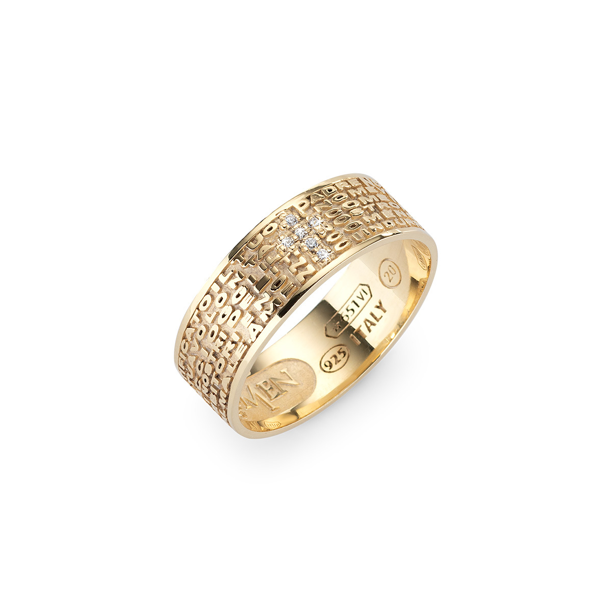Ring Our Father Golden Cross Zircon