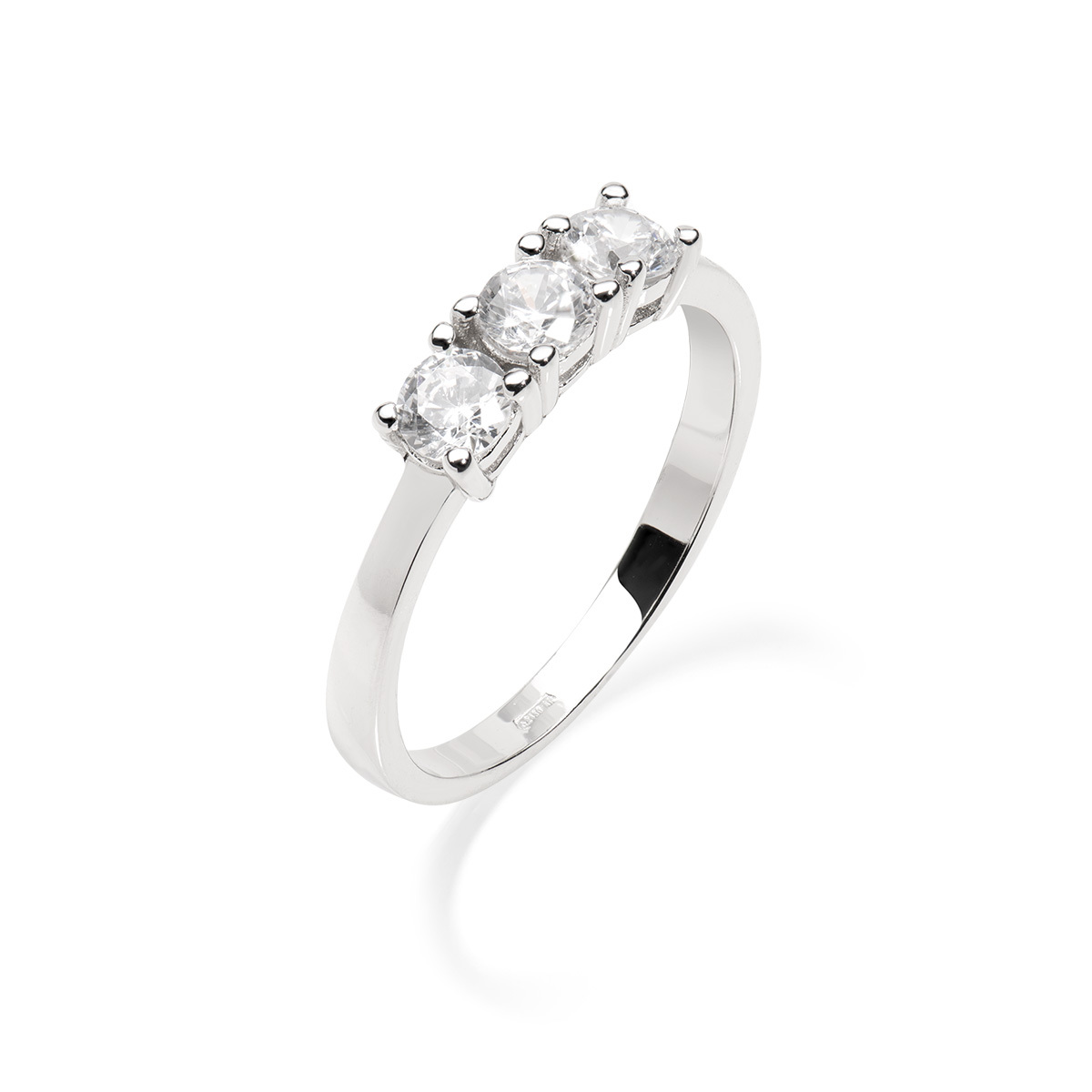 4 mm White Zirconia Trilogy Ring