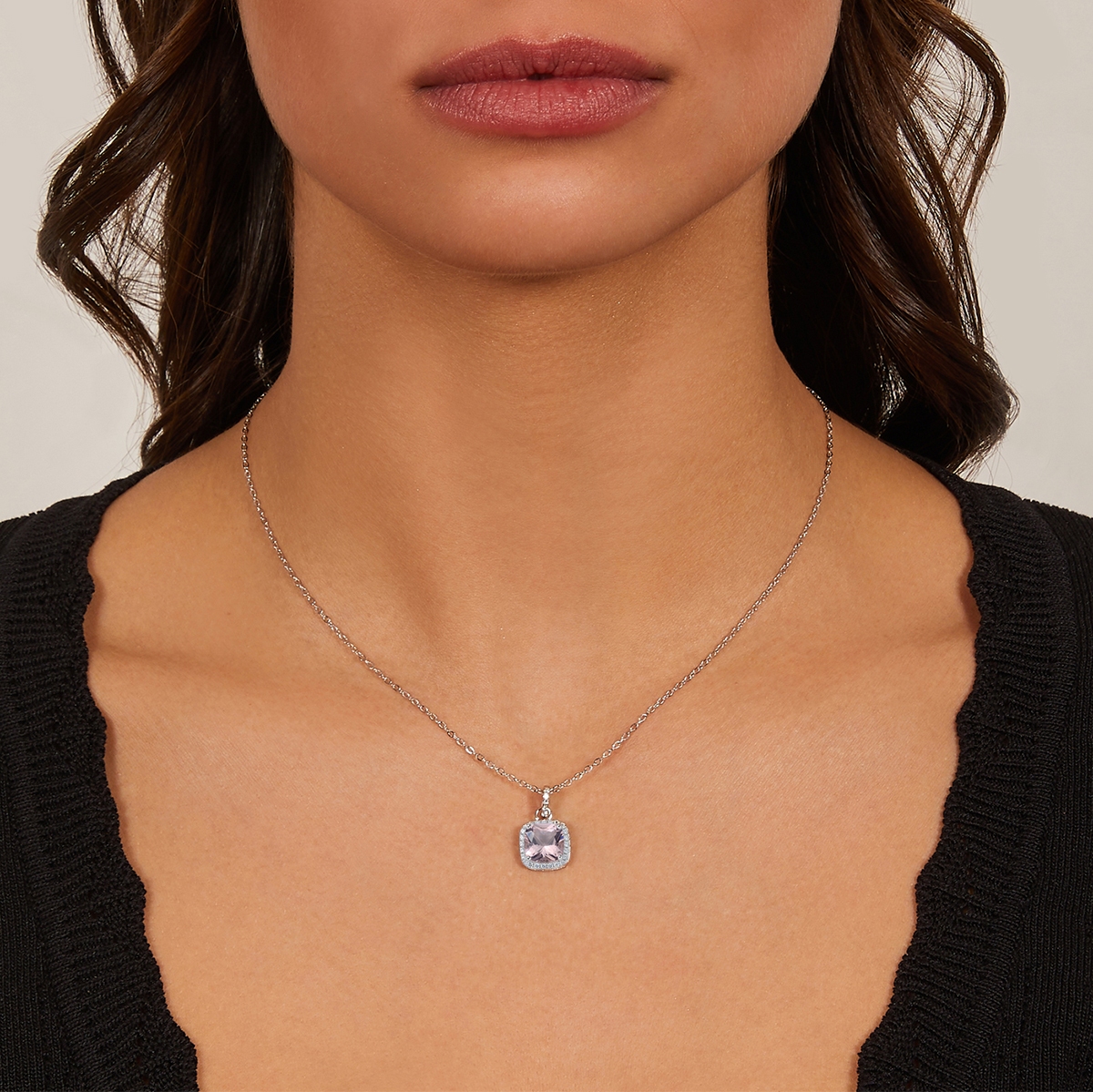 Collana Lady Con Morganite Taglio Radiant e Zirconi Bianchi