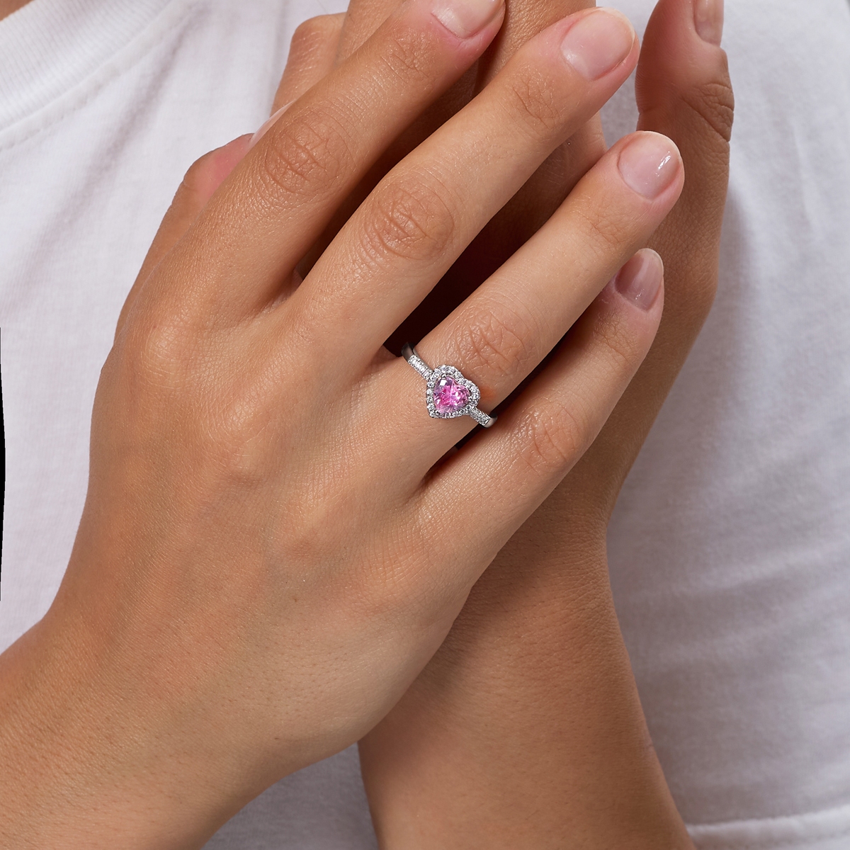 Anello Adattabile Rodio Cuore dell'Oceano Rosa