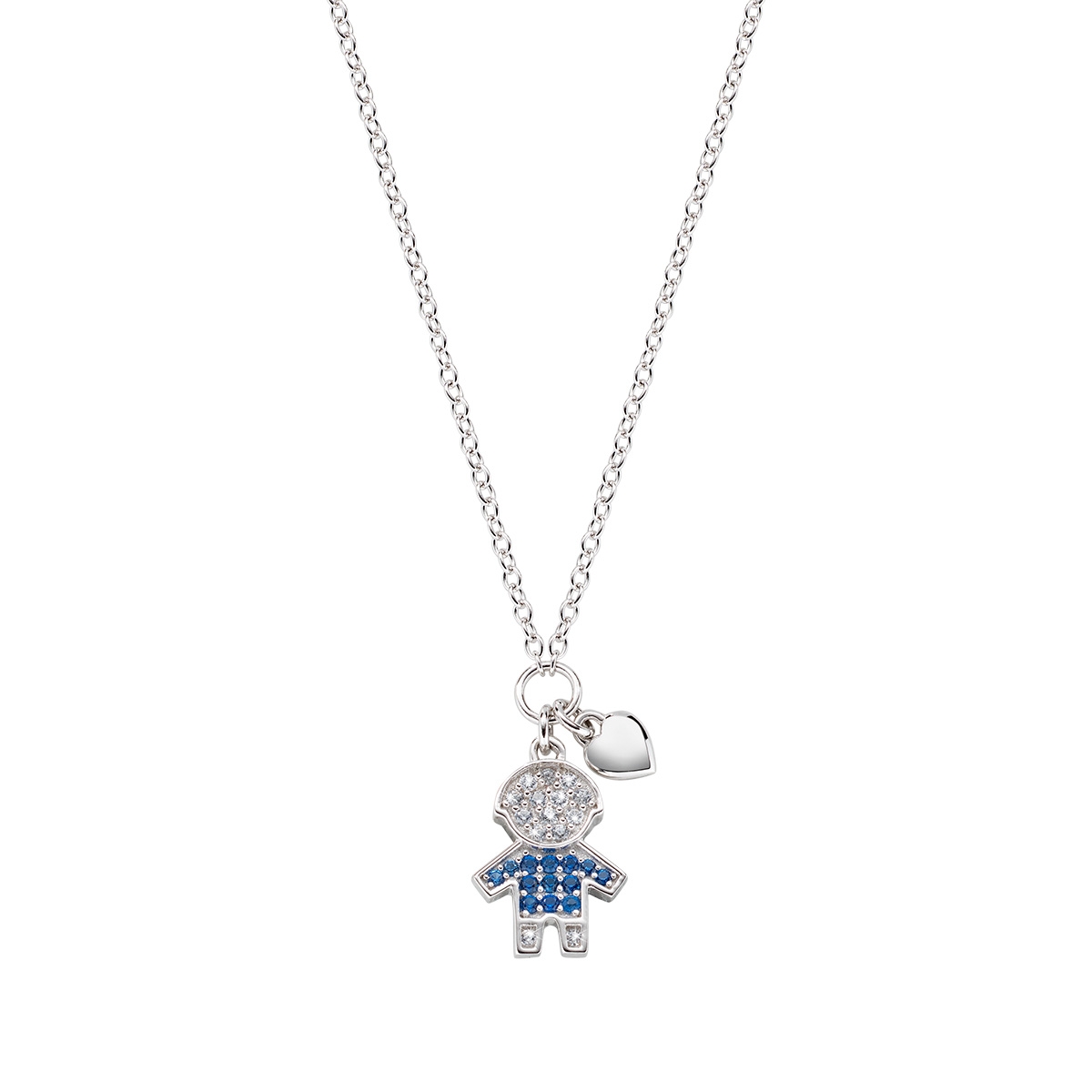Baby Necklace with White and Blue Zircons