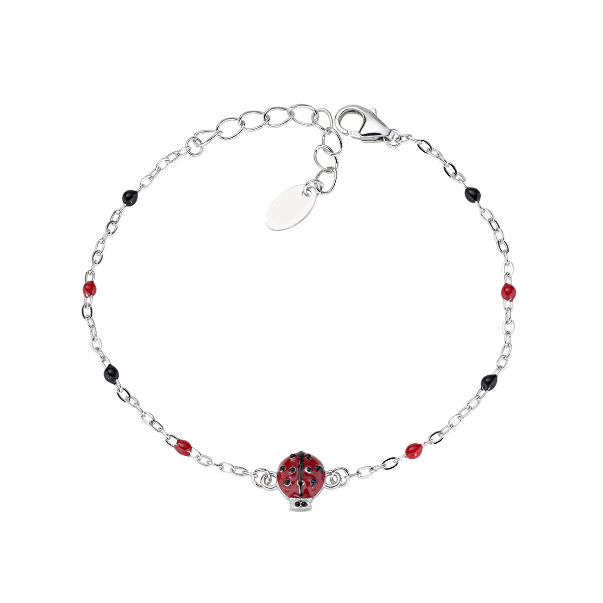 Kid's Red Ladybug Bracelet in Sterling Silver