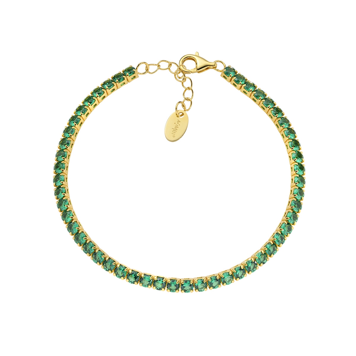 3 mm Golden Tennis Bracelet with Green Zirconia