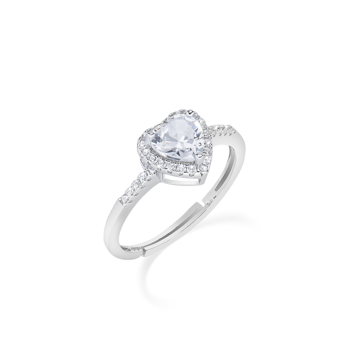 Anello Adattabile Rodio Cuore dell'Oceano Bianco