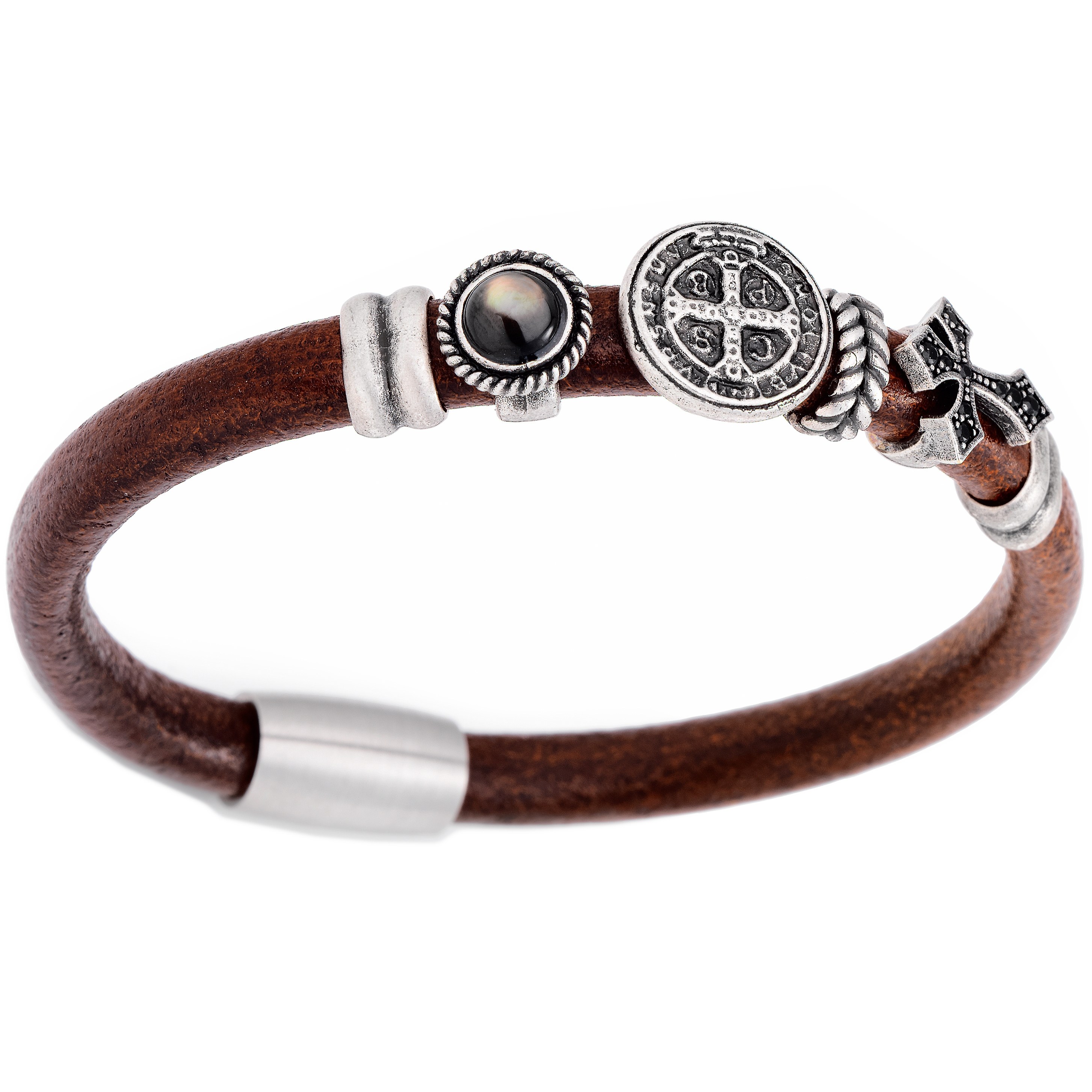 Bracelet Leather, Bronze Steel