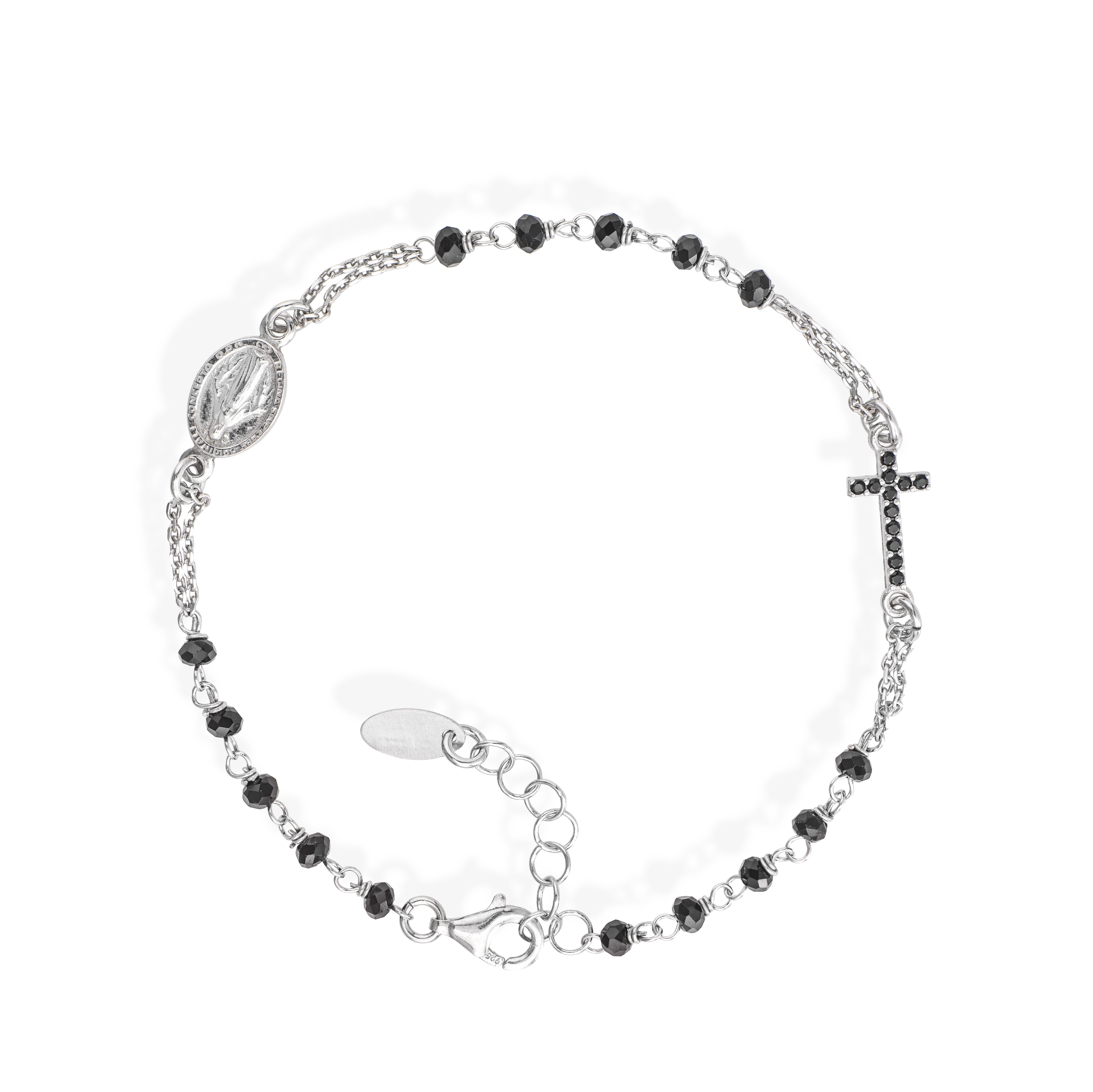 Black Crystals and Zirconia Rosary Bracelet