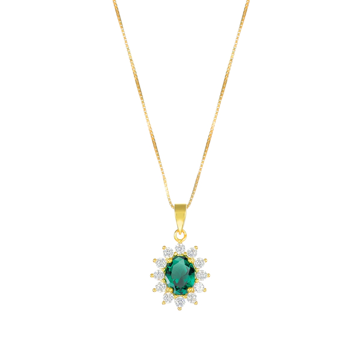 Emerald Green Zirconia Royal Lady Golden Necklace