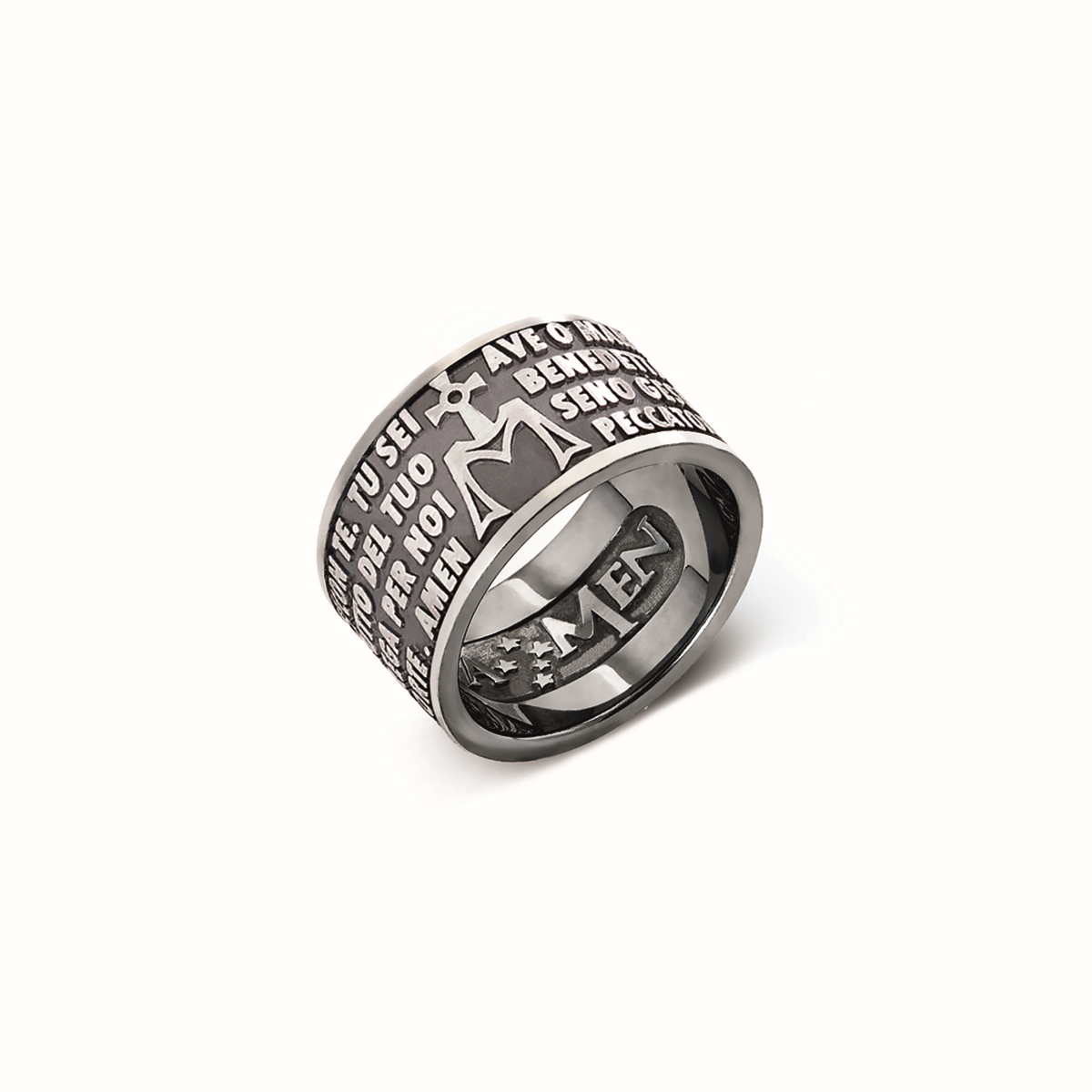 Ring with engraved "Hail Mary" italian AG925 