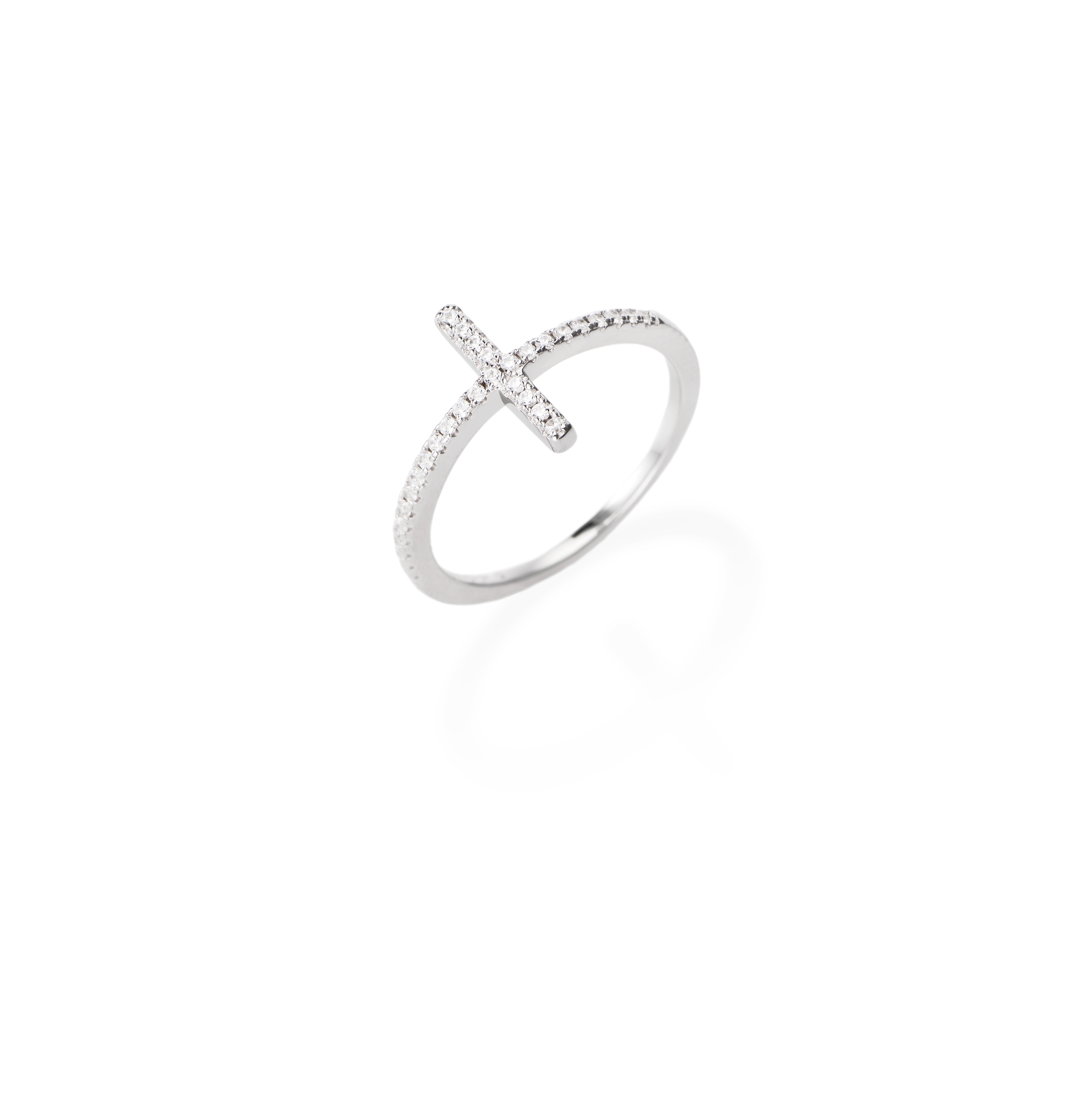 Anello Croce Rodio e Zirconi