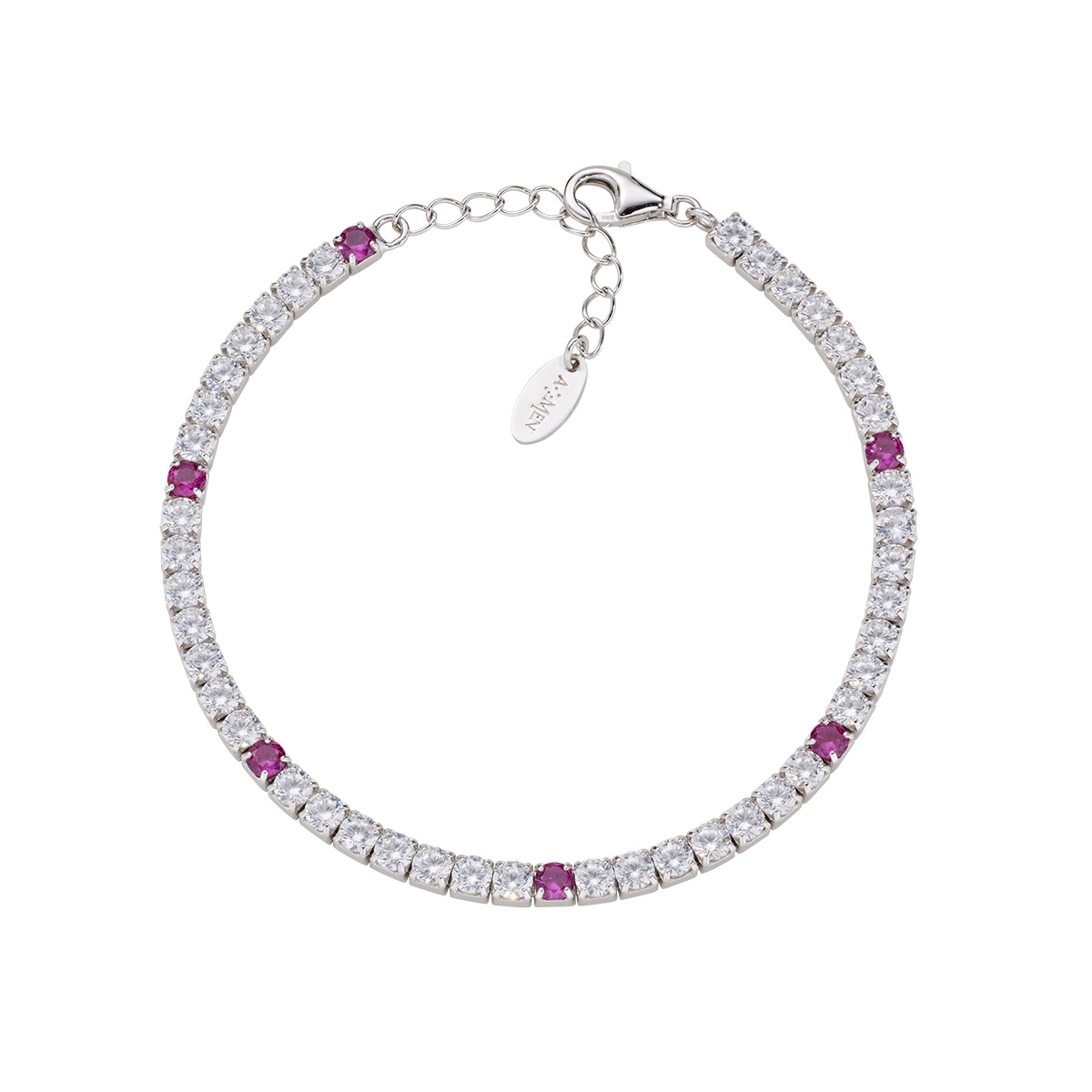 3 mm Tennis Bracelet with Red and White Zirconia