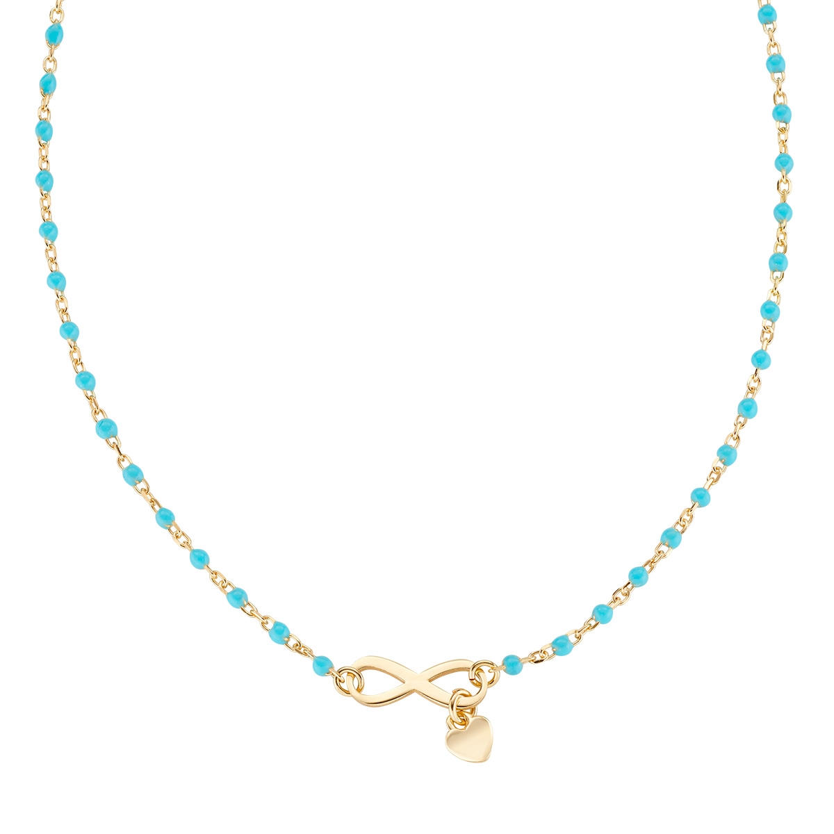 "Infinite" Gold Necklace with Turquoise Enamel