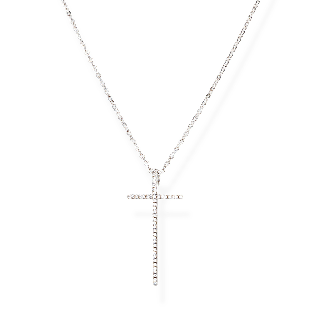 Big Cross and Zirconia Necklace