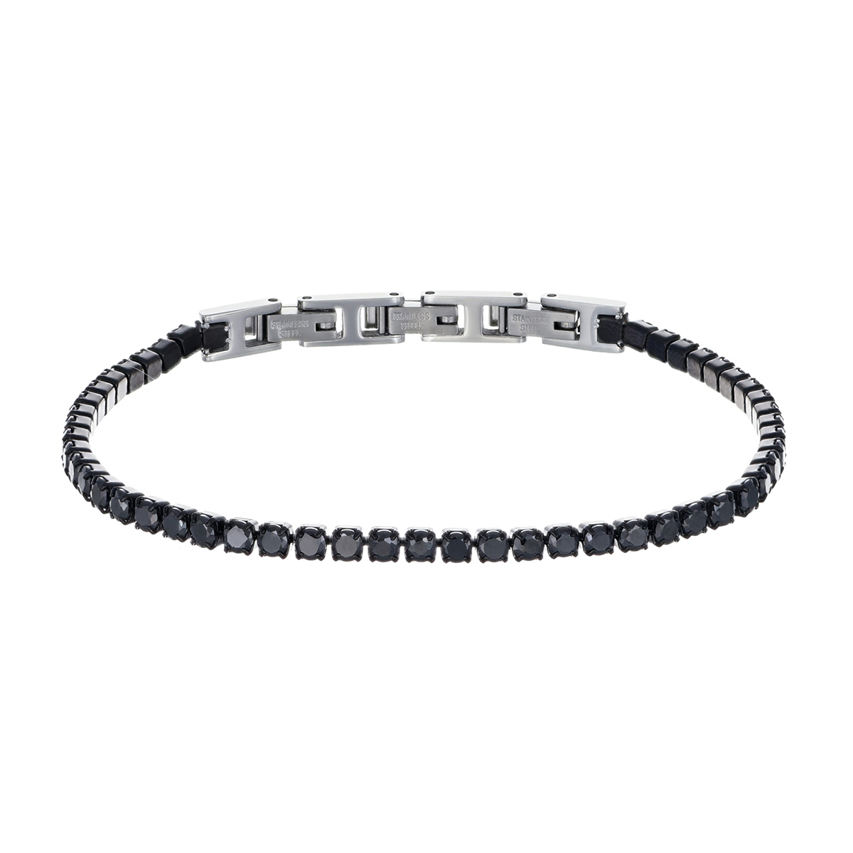 Bracciale Tennis in Acciaio Nero con Zirconi Neri