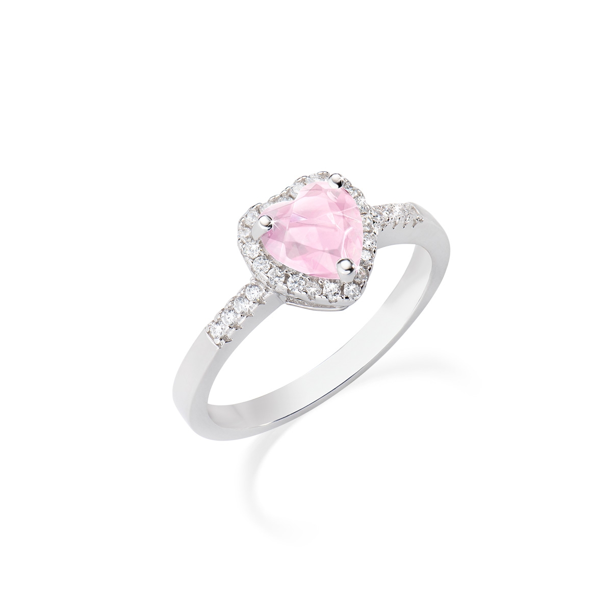 Anello  Rodio Cuore dell'Oceano Rosa