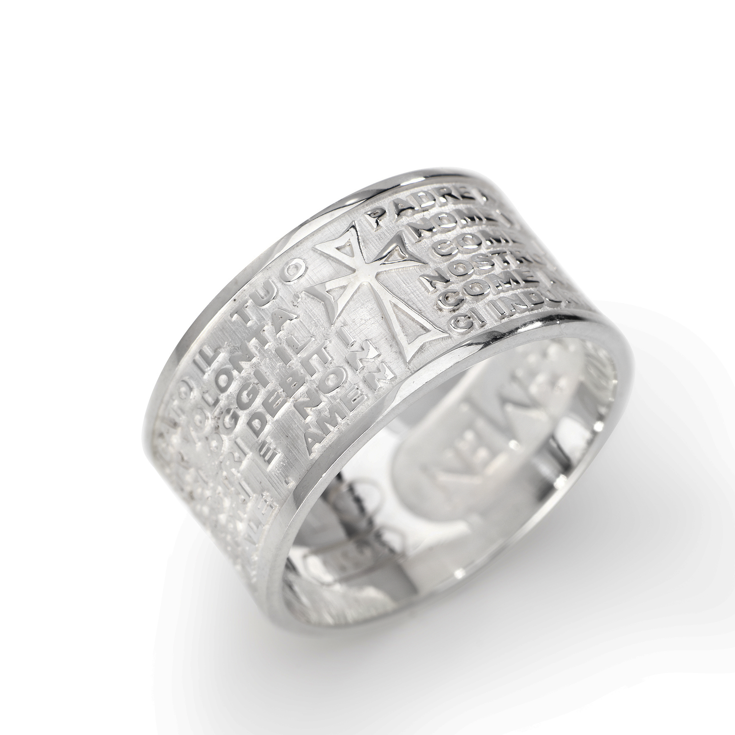 Sterling Silver Ring with engraved "Our Father" italian