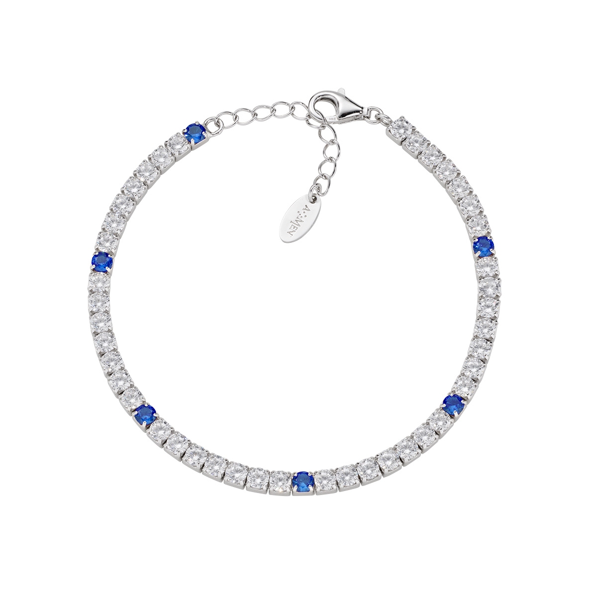3 mm Tennis Bracelet with Blue and White Zirconia