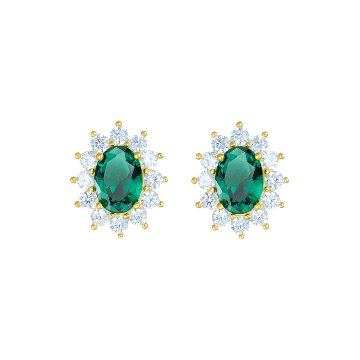 Emerald Green Zirconia Royal Lady Golden Earrings
