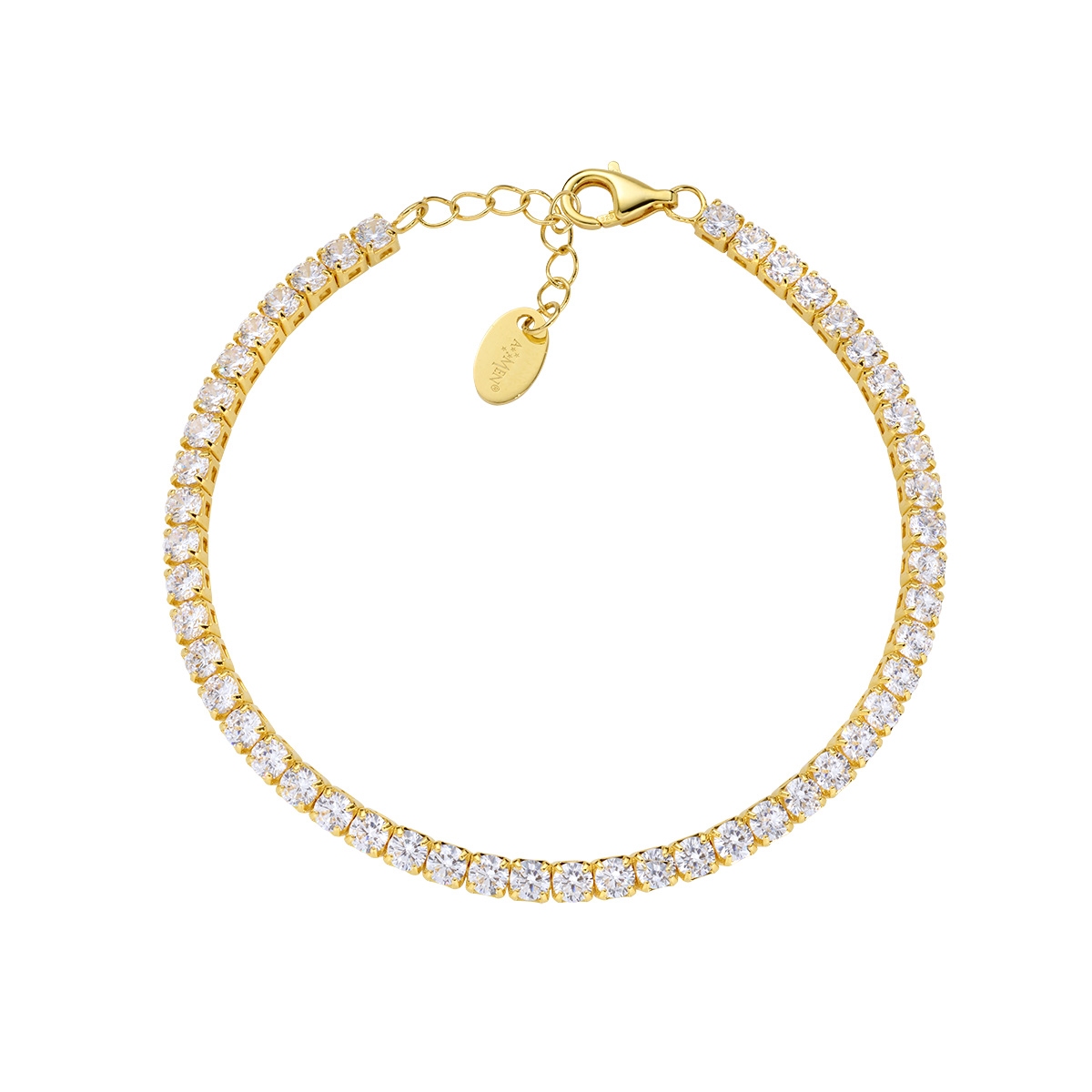 3 mm Golden Tennis Bracelet with White Zirconia