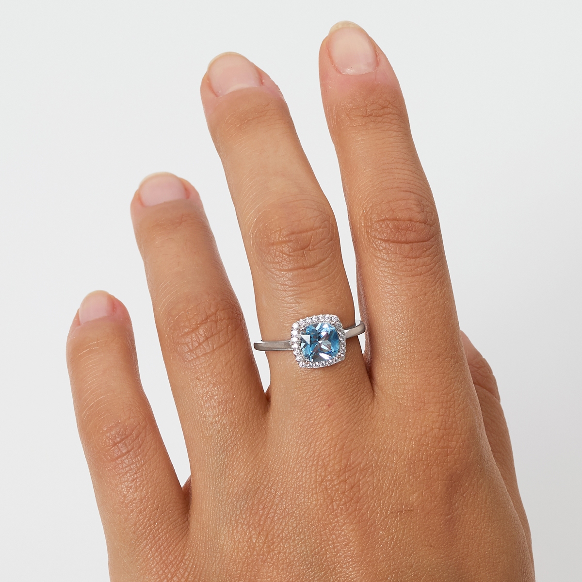 Anello Lady  Regolabile con Zircone Acquamarina Taglio Radiant