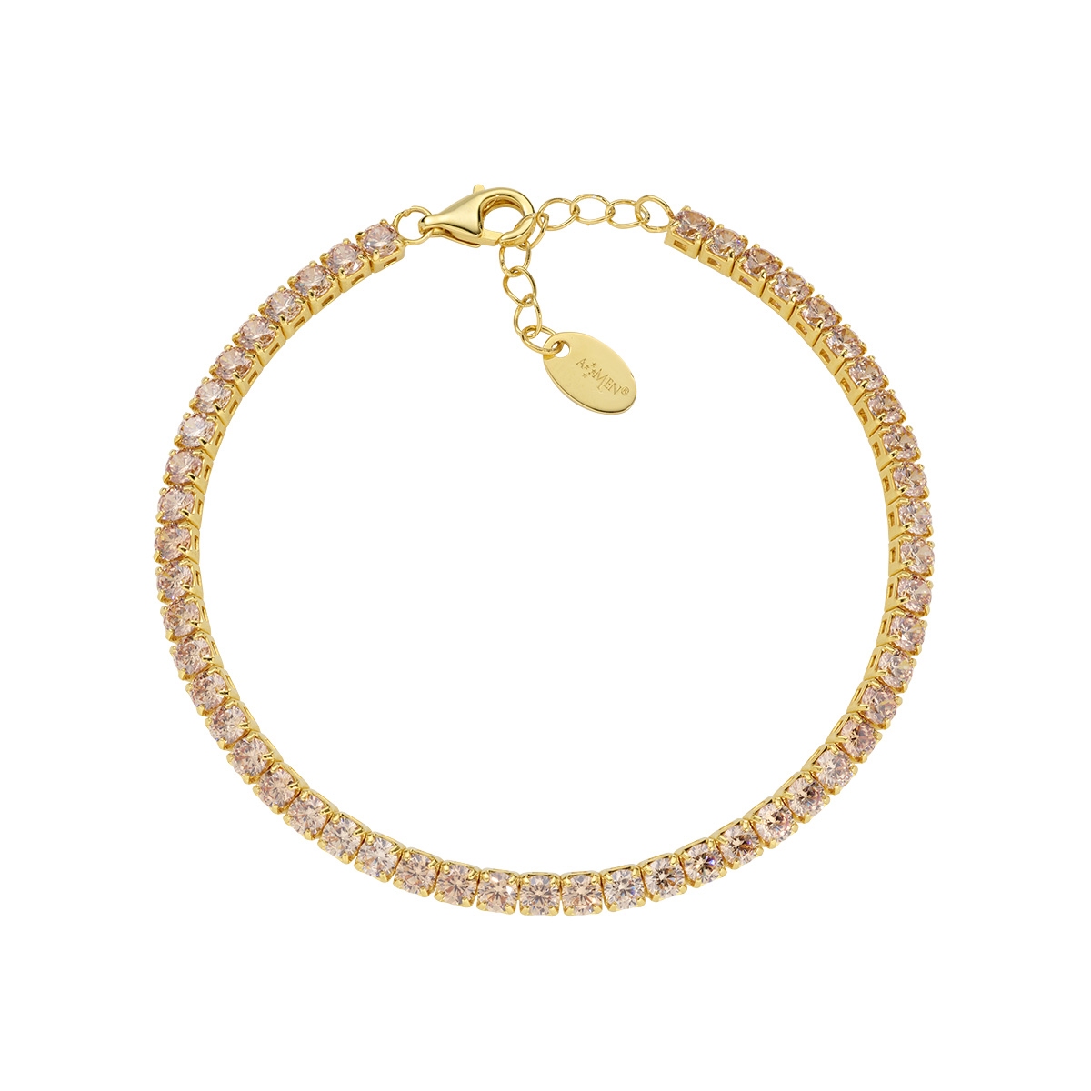 3 mm Golden Tennis Bracelet with Champagne Zirconia