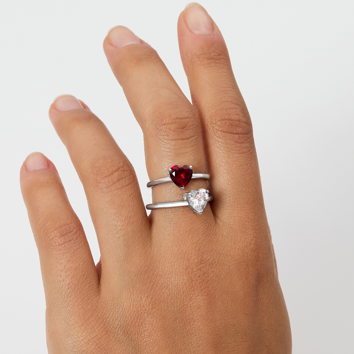 Adjustable Heart Ring in Sterling Silver with Zirconia
