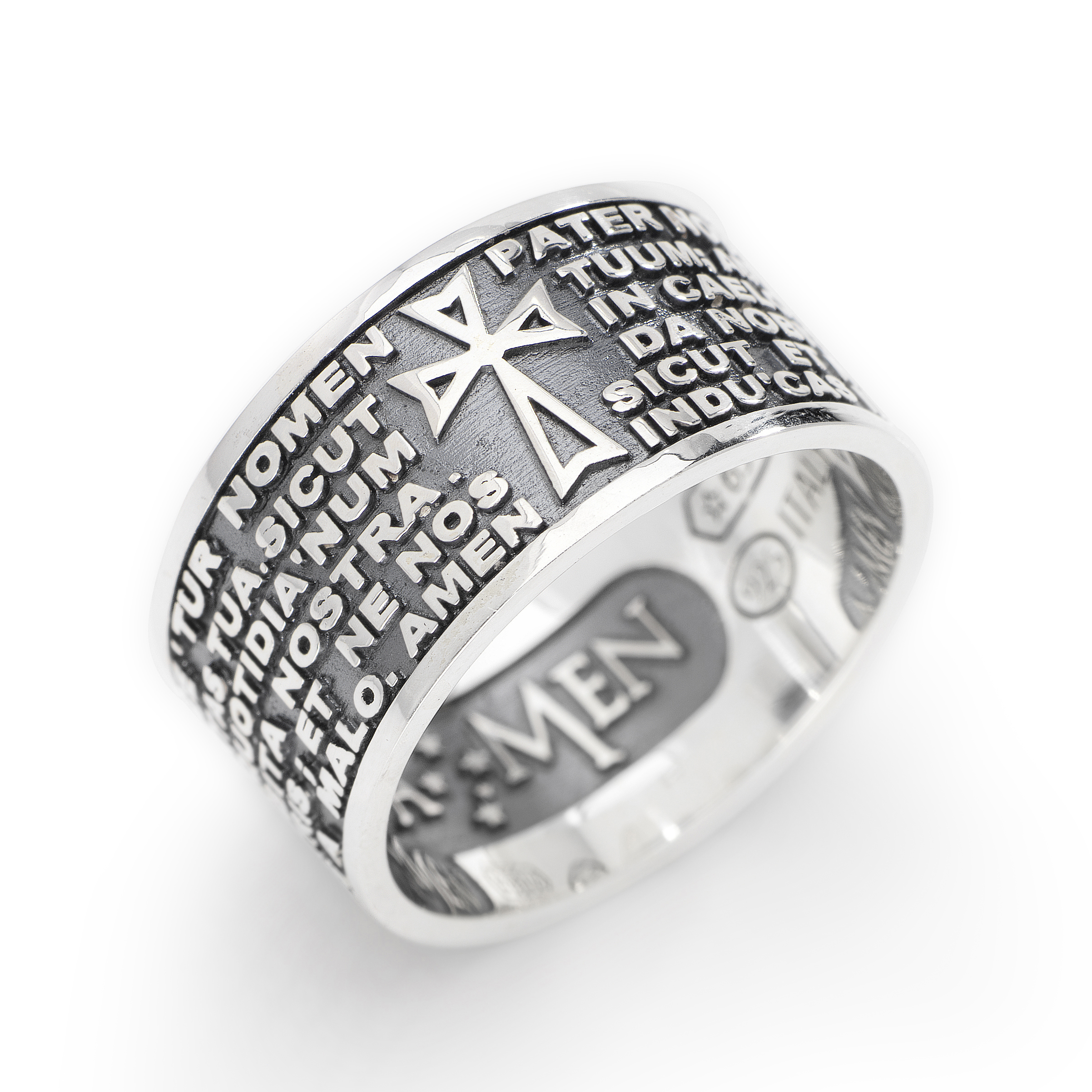 Ring with engraved "Our Father"in Latin , AG925 
